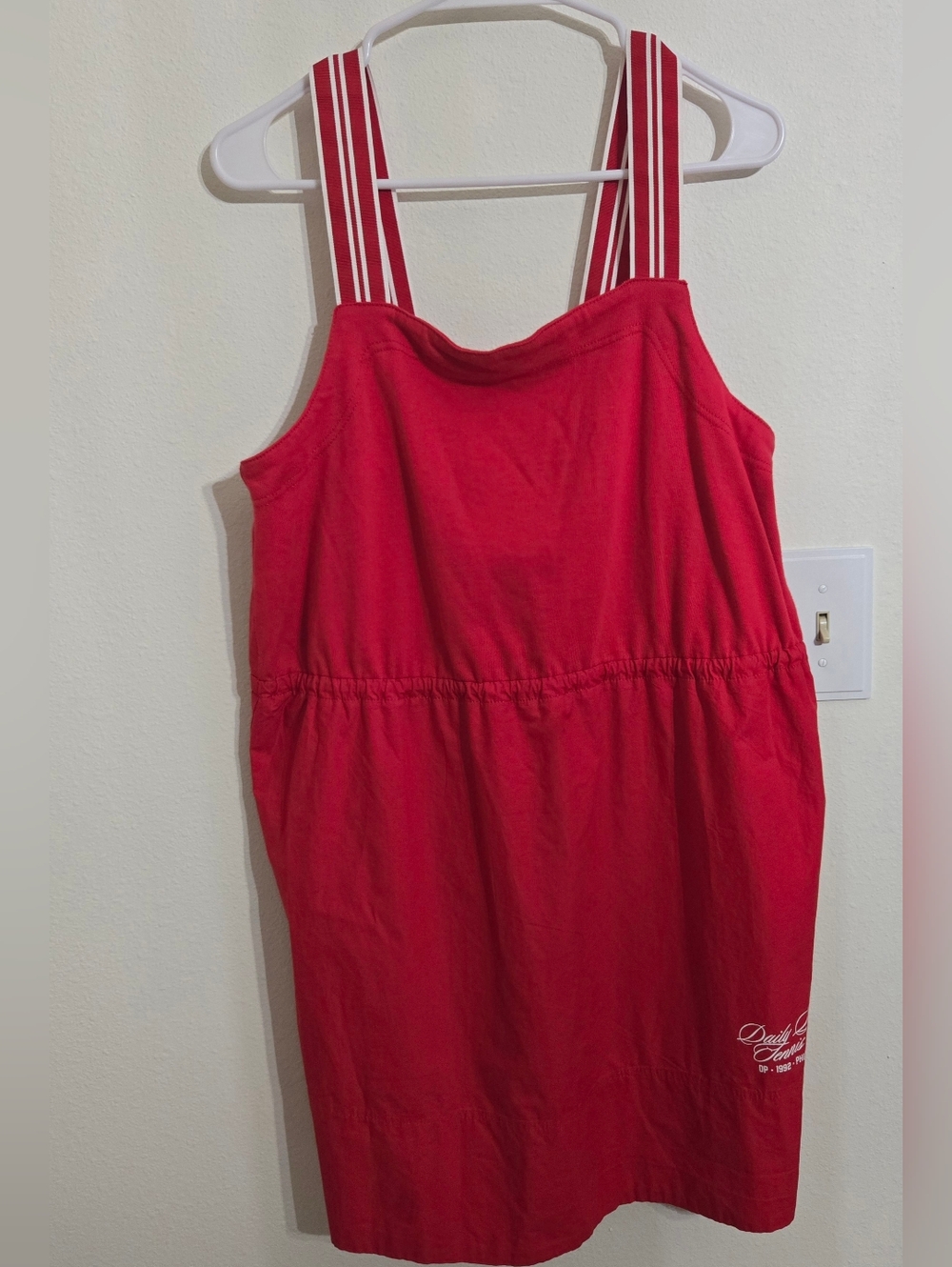 Red Mini Sundress with Striped Straps